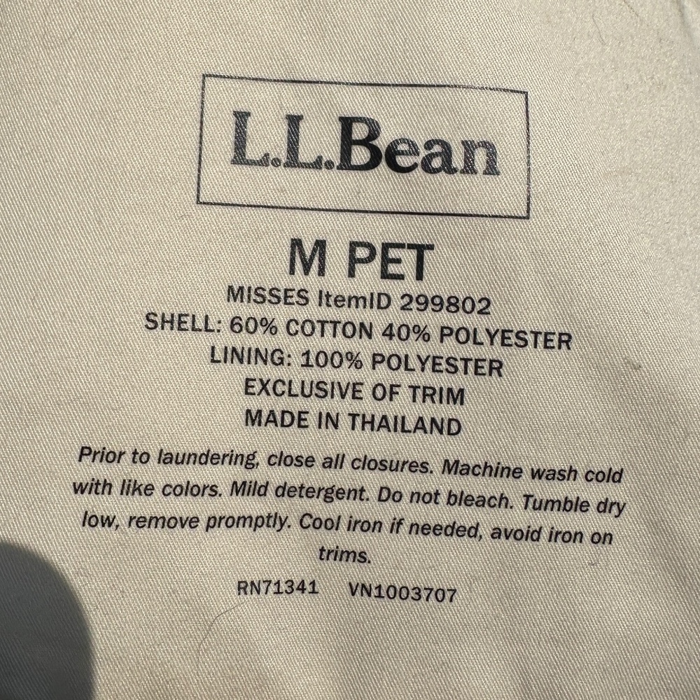 LLBean Trench Double Breasted Off White Med/Pet. Excellent Washable Cotton/Poly - Picture 11 of 12